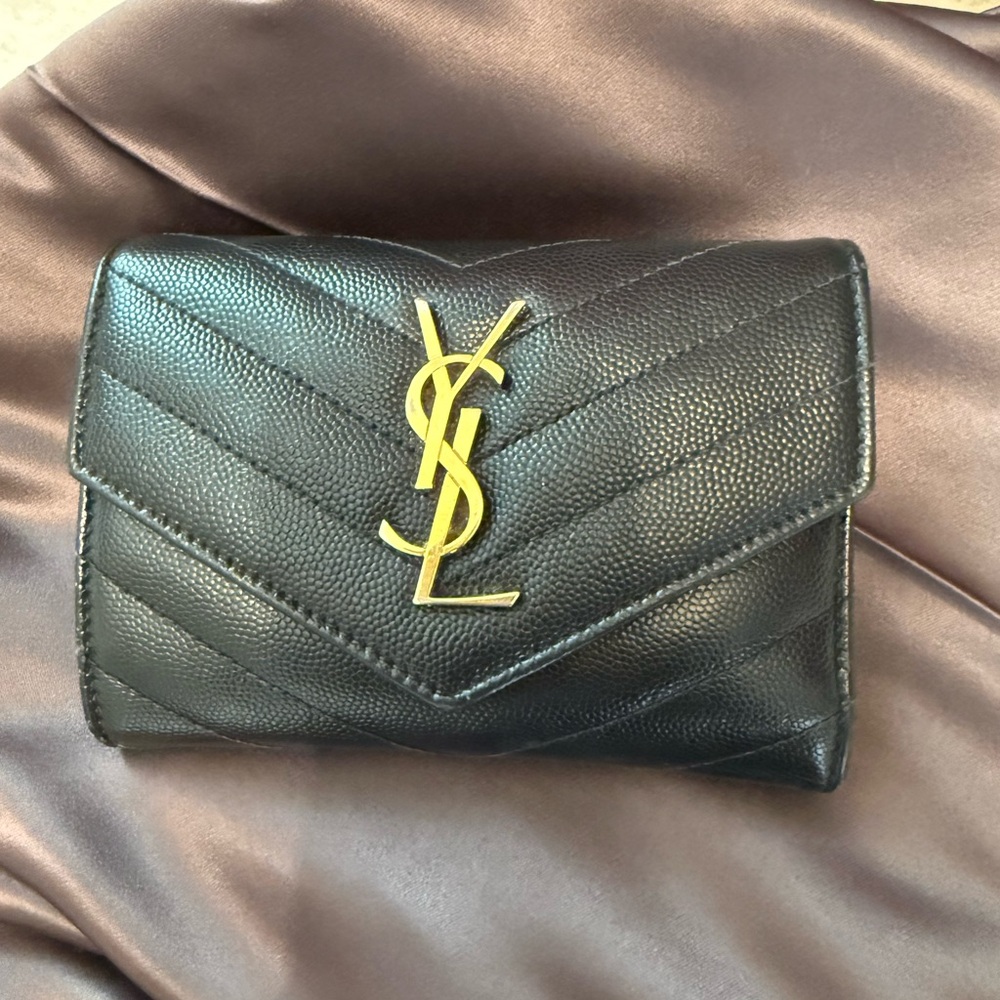 Saint Laurent Black Leather Card Holder / passport holder